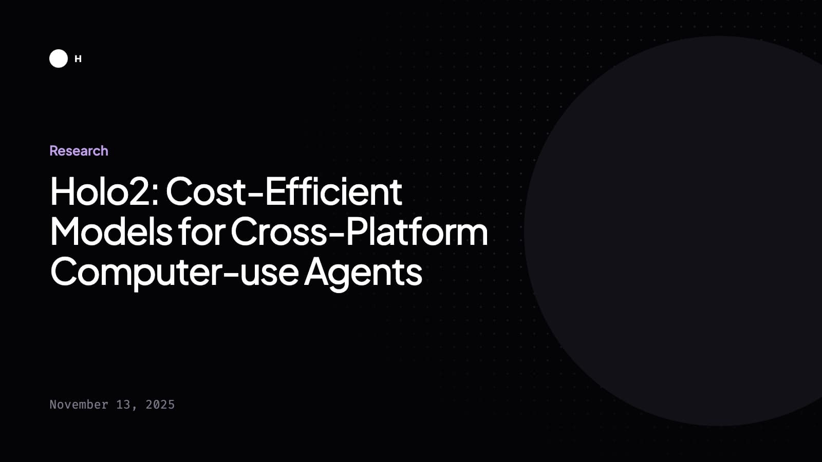 Title card: Holo2: Cost-Efficient Models for Cross-Platform Computer-use Agents