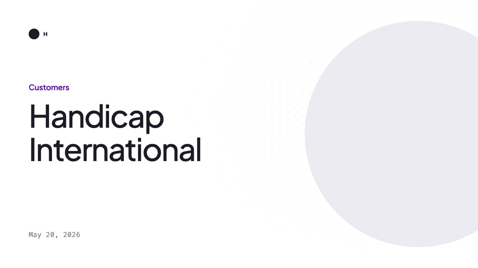 Title card: Handicap International