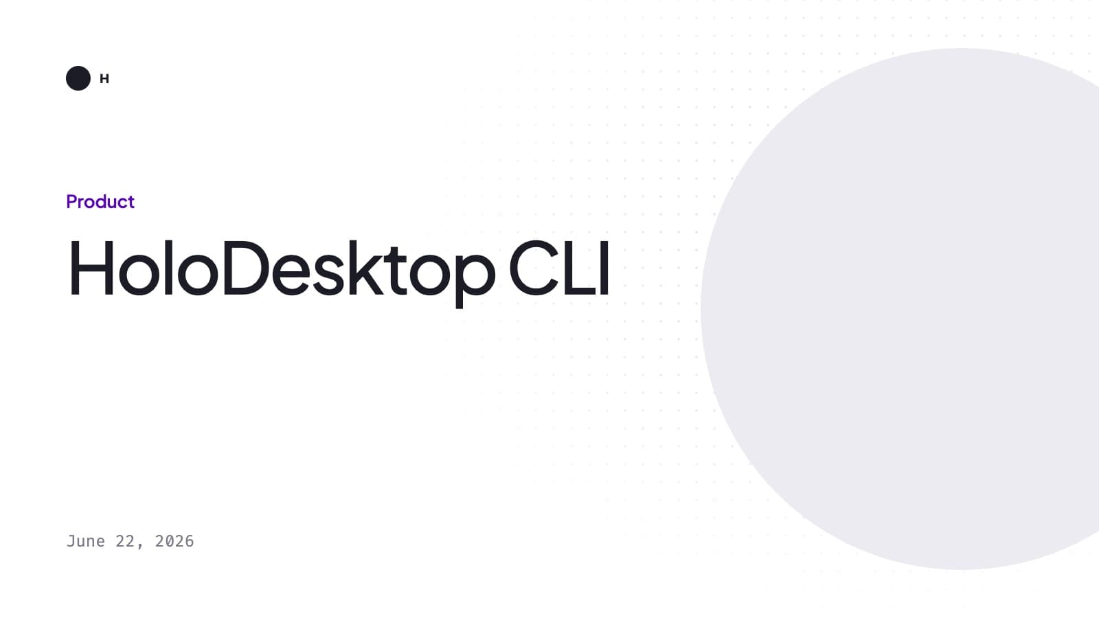 Holo Desktop CLI terminal floating above a desk, with holographic cards for search, summarize, automate, and take action.